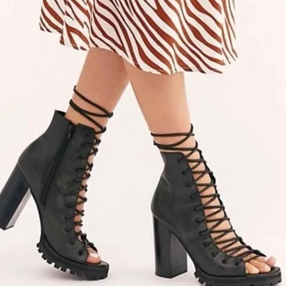 Jeffrey Campbell Free People Palermo lace up heel.  Worn once